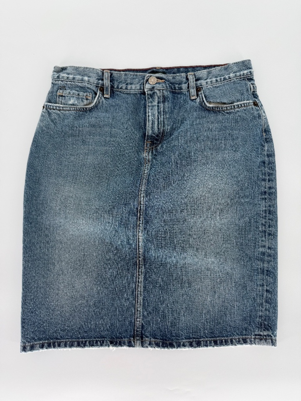Vintage J.Crew Denim Pencil Mini Skirt Medium Wash Jean Skirt 8